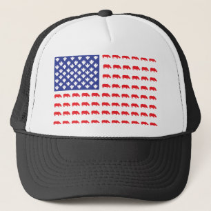 Rhinoceros American Flag Trucker Hat