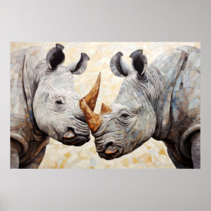 Rhinoceros Animal Art Decor Paint Mosaic