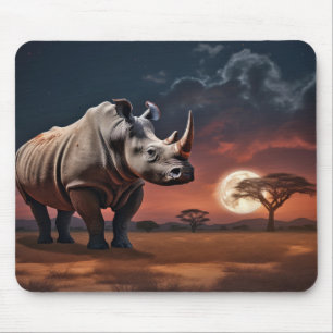 Rhinoceros Animal Wildlife Wilderness Colourful Ar Mouse Pad