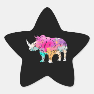 Rhinoceros Art Cute Artistic Rhino Zoo Safari Gift Star Sticker