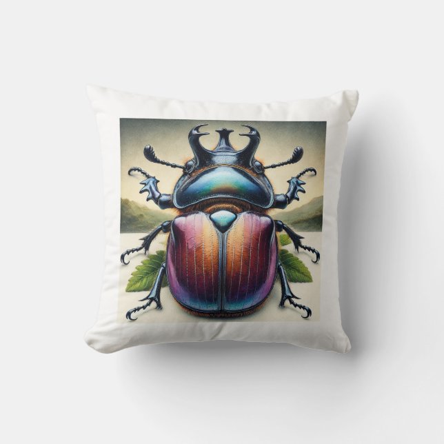 Rhinoceros Beetle 050824IREF208 - Watercolor Cushion (Front)