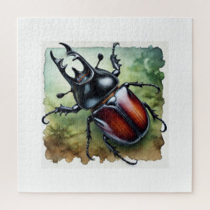 Rhinoceros Beetle 110924IREF233 - Watercolor Jigsaw Puzzle
