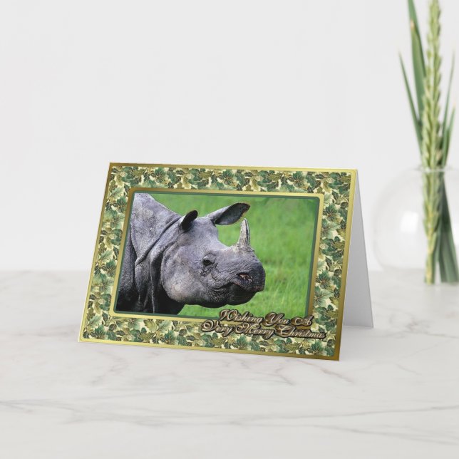 Rhinoceros Blank Christmas Card (Front)