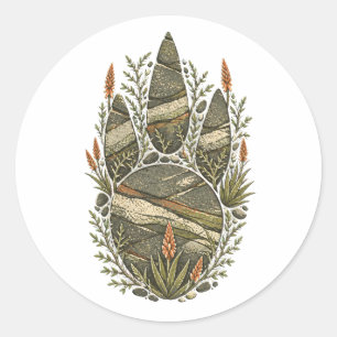 Rhinoceros Botanical Footprint Nature Sticker