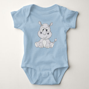 Rhinoceros Cartoon Graphic Baby Bodysuit
