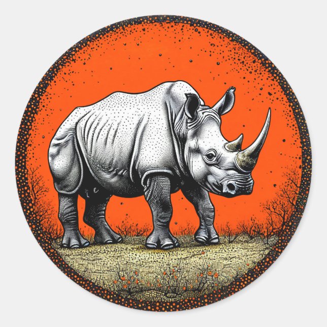 Rhinoceros Classic Round Sticker (Front)