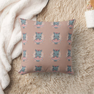 Rhinoceros Cute Ballerina Pattern Cushion