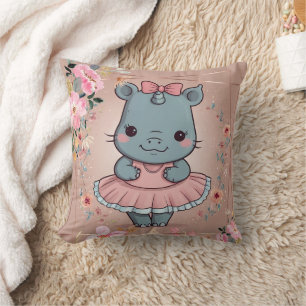 Rhinoceros Cute Ballerina Print Cushion