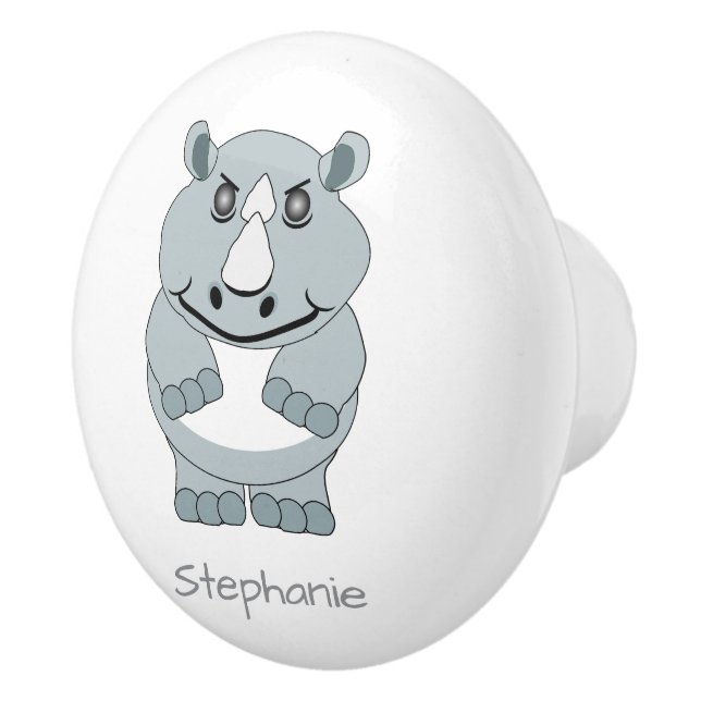 Rhinoceros Design Personalised Ceramic Knob (Right)