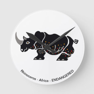 RHINOCEROS - Endangered animal- Conservation Round Clock