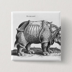 Rhinoceros, from 'Historia Animalium' 15 Cm Square Badge