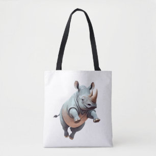 Rhinoceros Happy Playful Fun Jumping In The Air Tote Bag