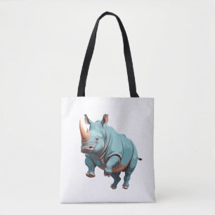 Rhinoceros Happy Playful Fun Jumping In The Air  Tote Bag