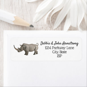 Rhinoceros Illustration Rhino Return Address Label