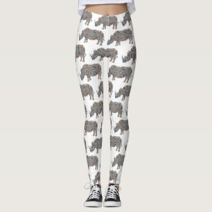 Rhinoceros in a Psychedelic Cheetah Pattern Leggings