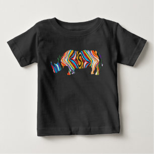 Rhinoceros in a Psychedelic Zebra Pattern Baby T-Shirt