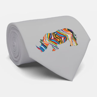Rhinoceros in a Psychedelic Zebra Pattern Tie
