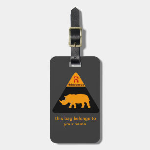 rhinoceros label luggage tag