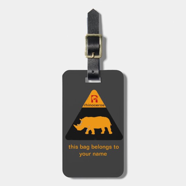 rhinoceros label luggage tag (Front Vertical)