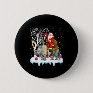 Rhinoceros Lover Xmas Gift Santa Riding Rhino Chri 6 Cm Round Badge