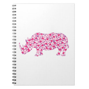 Rhinoceros made in Pink Hearts Notebook