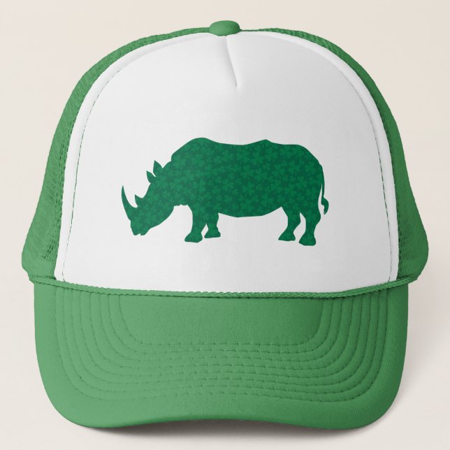 Rhinoceros made of Shamrocks Trucker Hat (Front)