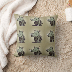Rhinoceros Military Green Pattern Cushion