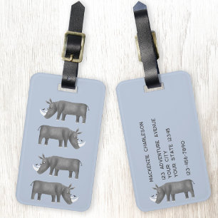 Rhinoceros Personalised Luggage Tag
