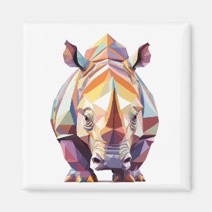 Rhinoceros Playful Adorable Fun Animal Colourful Magnet