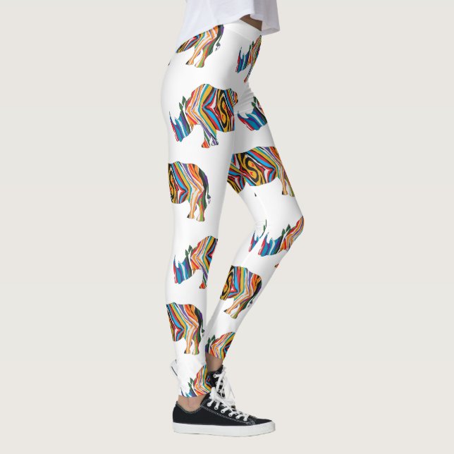Rhinoceros Psychedelic Zebra Leggings (Right)