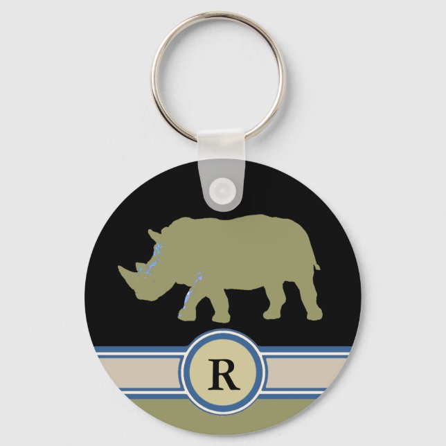 rhinoceros R letter Key Ring (Front)