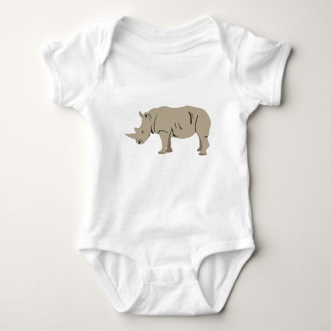 Rhinoceros Rhino Illustration Baby Bodysuit (Front)