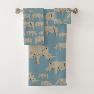 Rhinoceros Rhino Illustration Pattern Bath Towel Set