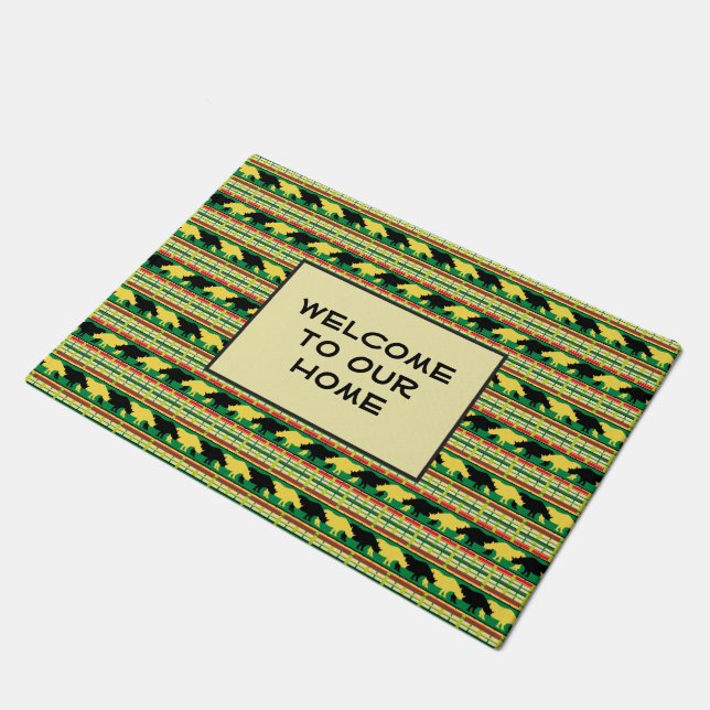 Rhinoceros Safari Weave Pattern Doormat (Angled)