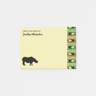 Rhinoceros Safari Weave Pattern Personalised Post-it Notes