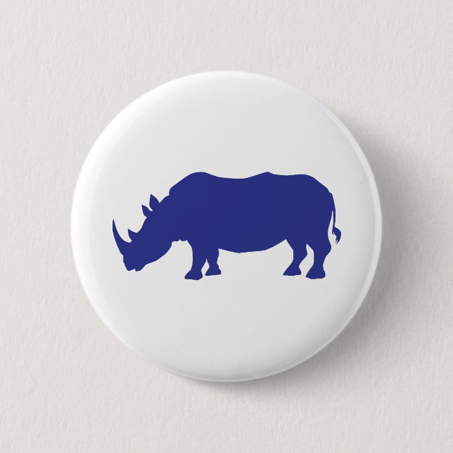 Rhinoceros Silhouette 6 Cm Round Badge (Front)