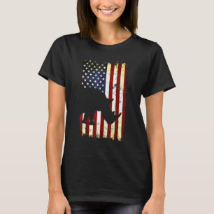 Rhinoceros Silhouette American Flag 4th Of July T-Shirt