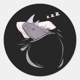 Rhinoceros Sleeping Animal Funny Costume Gift Classic Round Sticker