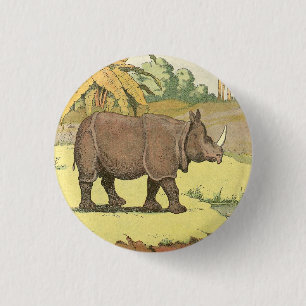Rhinoceros Storybook Illustrtation 3 Cm Round Badge