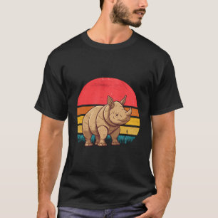 Rhinoceros Sunset Retro Vintage Design Mum Dad Kid T-Shirt