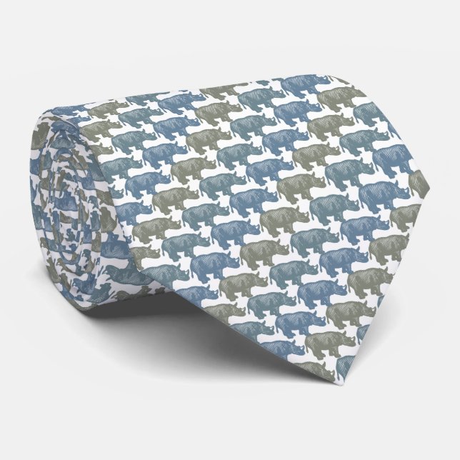 Rhinoceros Tie Armani Grey (Rolled)