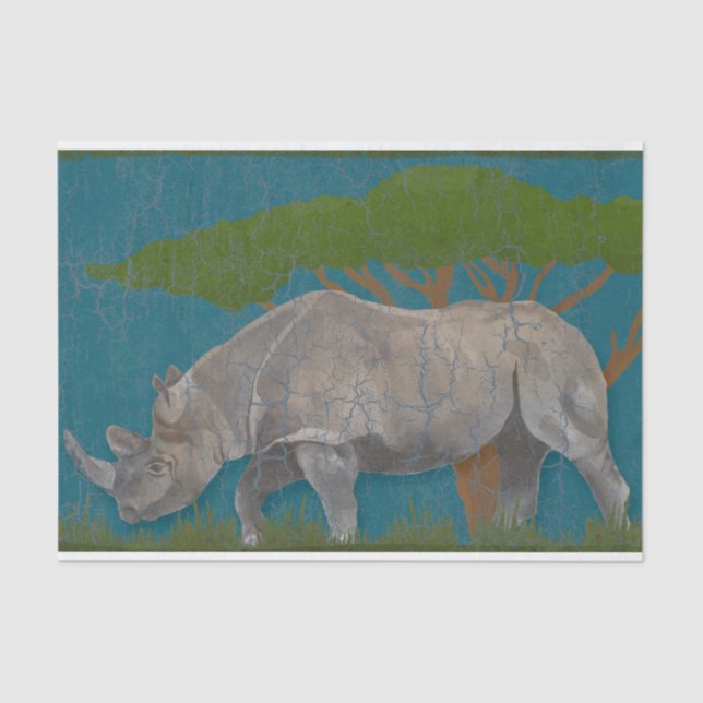 Rhinoceros Vintage Style Tissue Paper (Front)