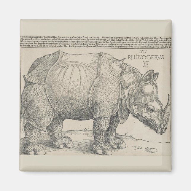 Rhinoceros, Woodcut by Albrecht Durer Magnet (Front)