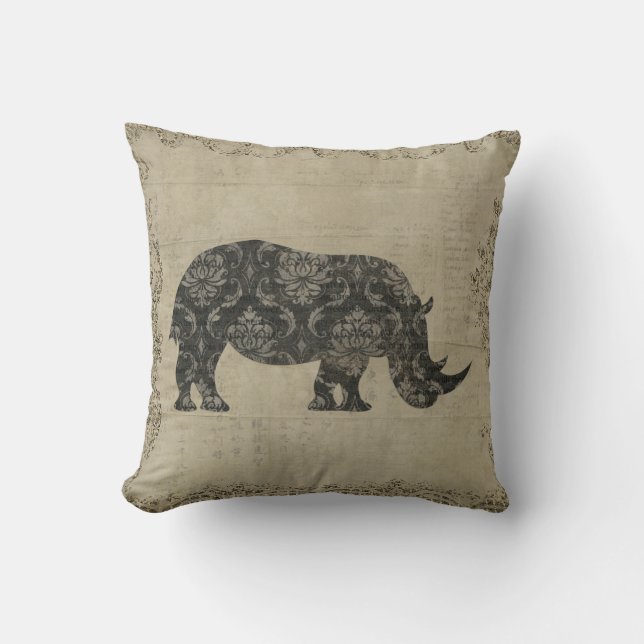 Rhinoceroses Silhouette  MoJo Pillow (Front)