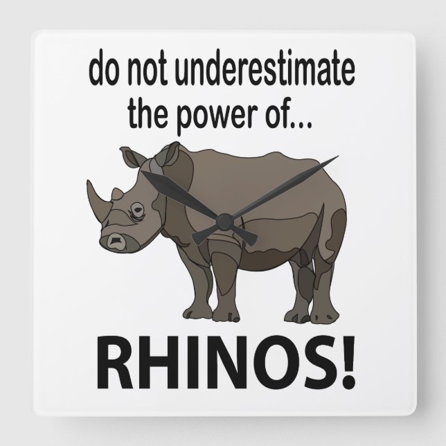 Rhinos Animal Funny Rhinos Square Wall Clock (Front)