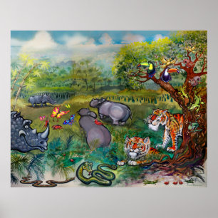 Rhinos Hippos Tigers and Snakes Poster