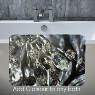 Rhistone Art Deco Vintage Elegant Grey Black Bath Mat