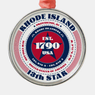 Rhode Island 13th State Christmas Ornament