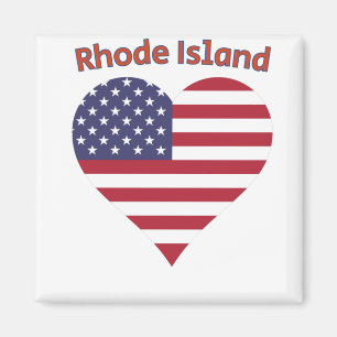 Rhode Island American Flag Heart Magnet