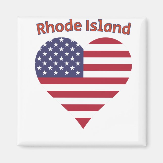 Rhode Island American Flag Heart Magnet (Front)